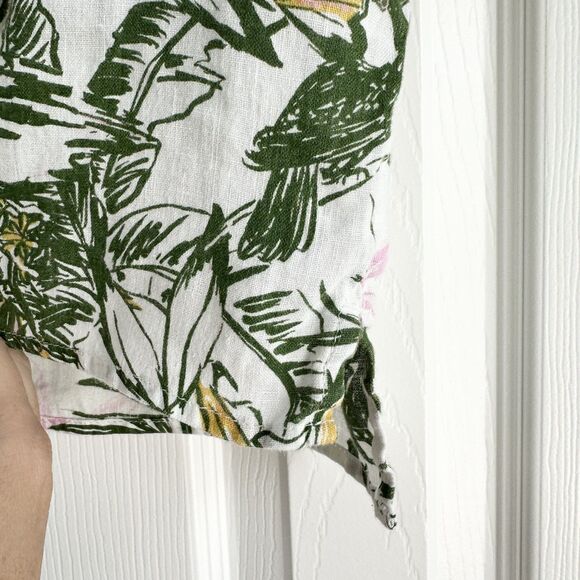 Rachel Zoe Linen Shirt M Tropical Safari Print Short Sleeve Boho Safari Core - Picture 4 of 9